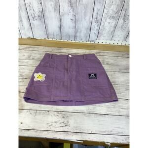 MARU.A Little Girls Purple Denim mini skirt with logo patch size - SMALL